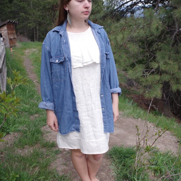 100% Linen Cream Color Dress By Via Signoria Made In Italy - Picture 9 of 9